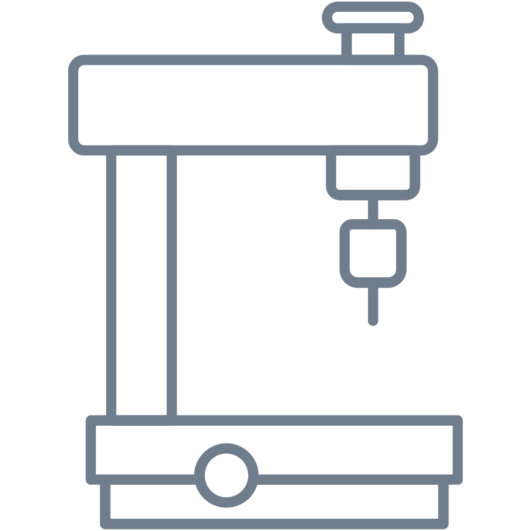 Line drawing of a machine tool on a white background