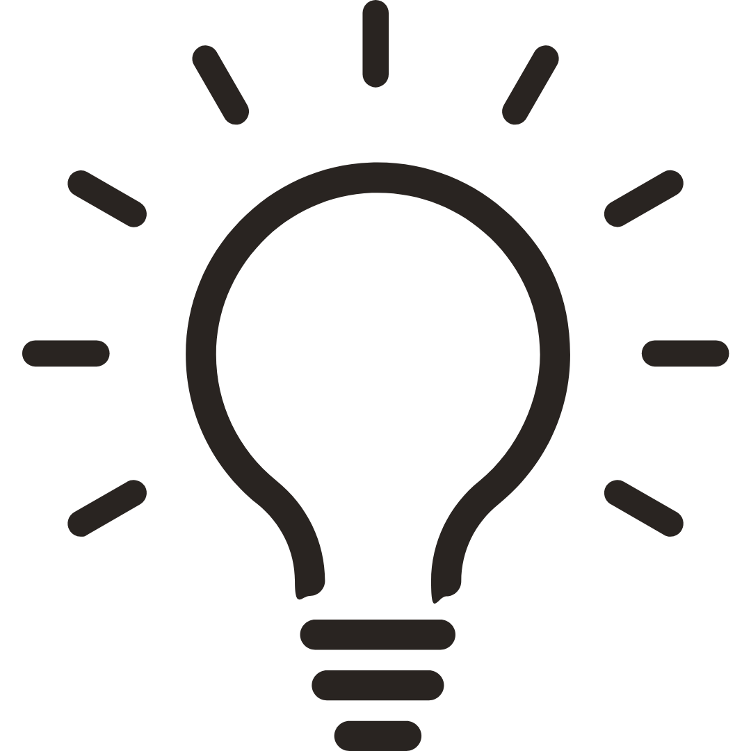 Black light bulb icon on a white background