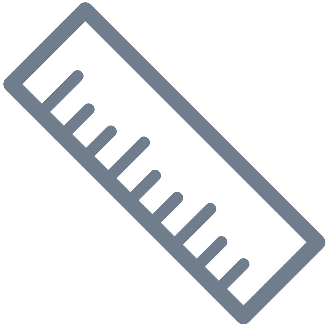 Gray icon of a ruler on a white background
