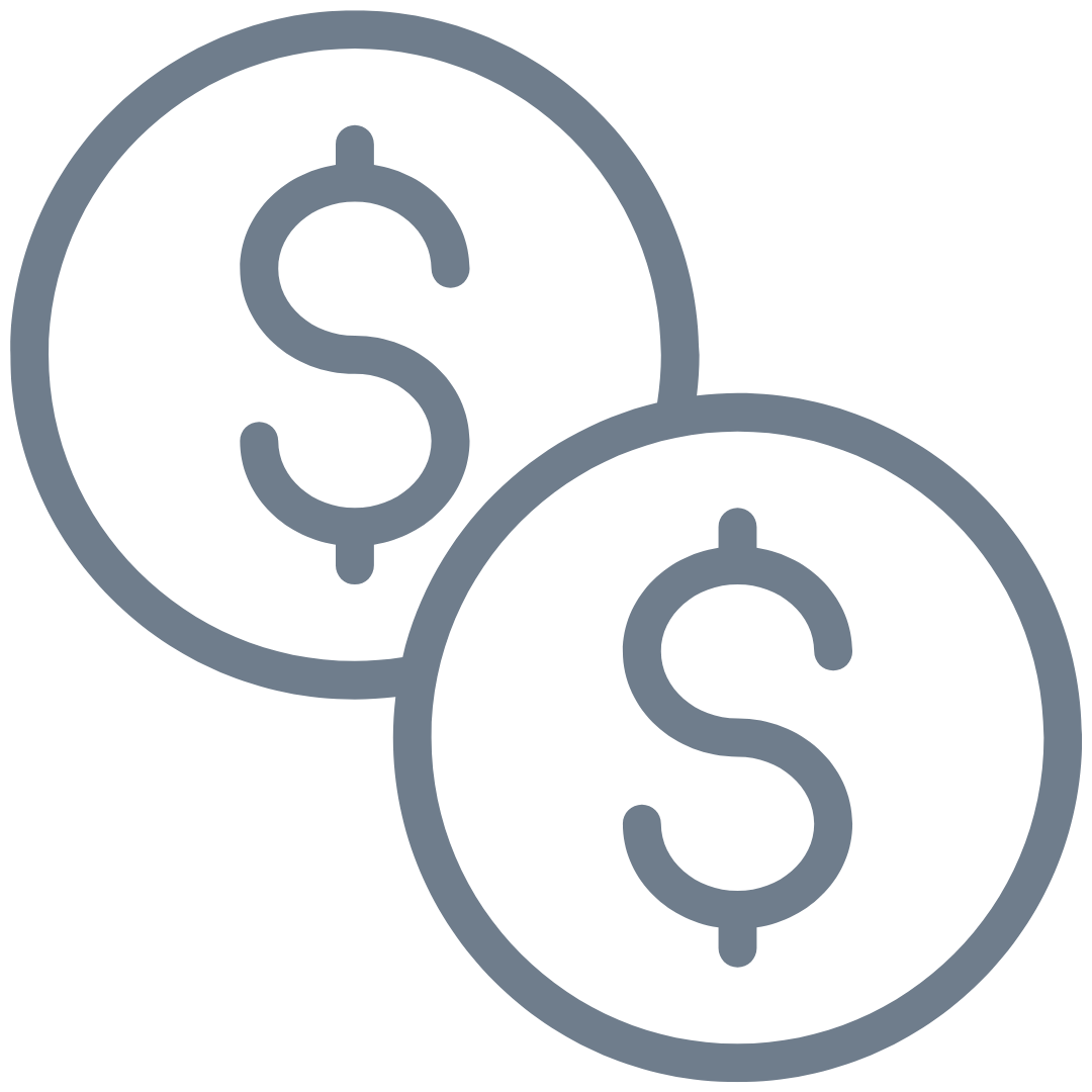 Two dollar sign symbols inside concentric circles on a white background