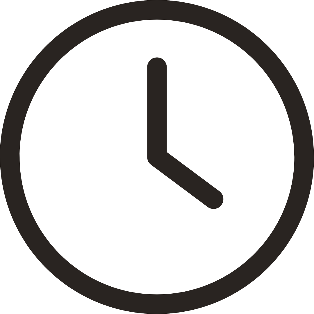 Simple clock icon with beige face and brown rim on a white background